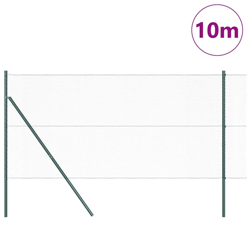 vidaXL Kerítés oszlopokkal Zöld 1.2 x 10 m PVC-bevonatos acél