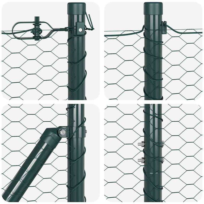 vidaXL Kerítés oszlopokkal Zöld 1.2 x 10 m PVC-bevonatos acél