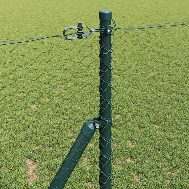 vidaXL Kerítés oszlopokkal Zöld 1.2 x 10 m PVC-bevonatos acél