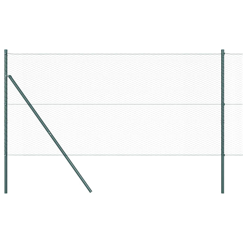 vidaXL Kerítés oszlopokkal Zöld 1.2 x 10 m PVC-bevonatos acél