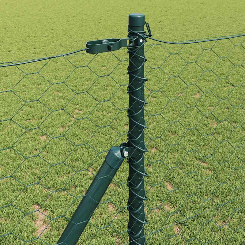vidaXL Kerítés oszlopokkal Zöld 1.2 x 10 m PVC-bevonatos acél