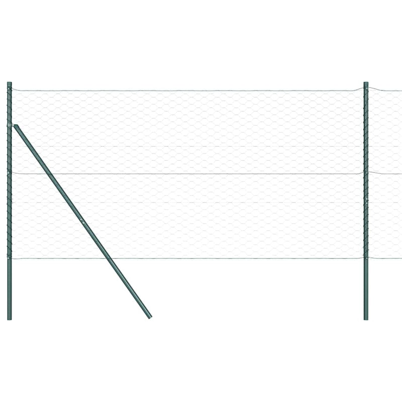 vidaXL Kerítés oszlopokkal Zöld 1.2 x 10 m PVC-bevonatos acél
