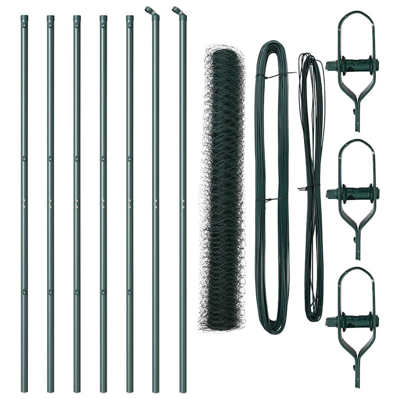 vidaXL Kerítés oszlopokkal Zöld 1.2 x 10 m PVC-bevonatos acél