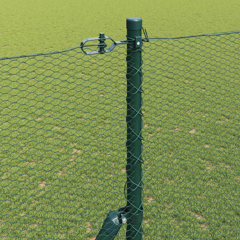 vidaXL Kerítés oszlopokkal Zöld 1.5 x 10 m PVC-bevonatos acél