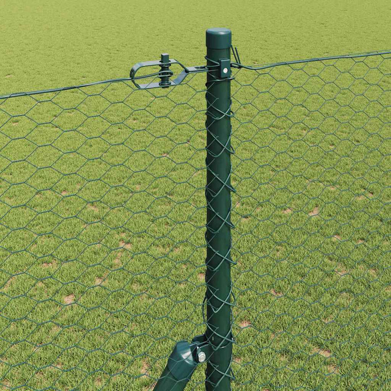 vidaXL Kerítés oszlopokkal Zöld 1.5 x 10 m PVC-bevonatos acél