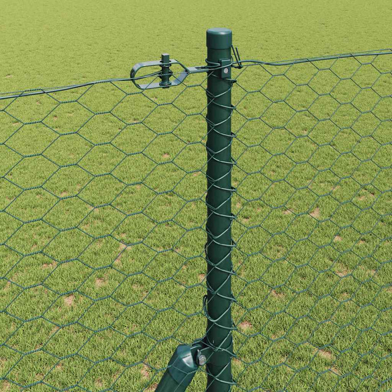 vidaXL Kerítés oszlopokkal Zöld 1.5 x 10 m PVC-bevonatos acél