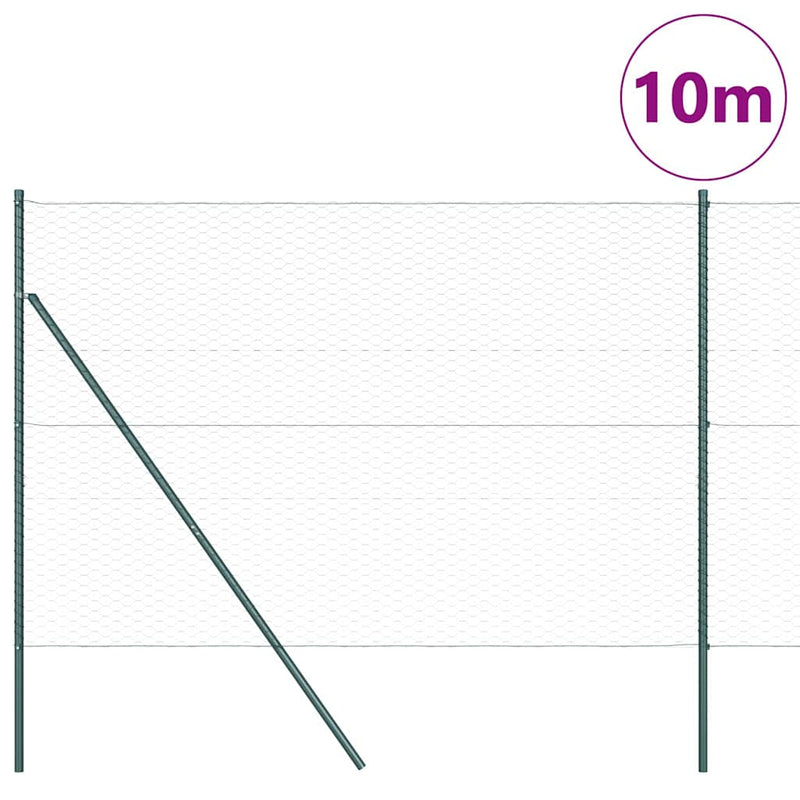 vidaXL Kerítés oszlopokkal Zöld 1.5 x 10 m PVC-bevonatos acél