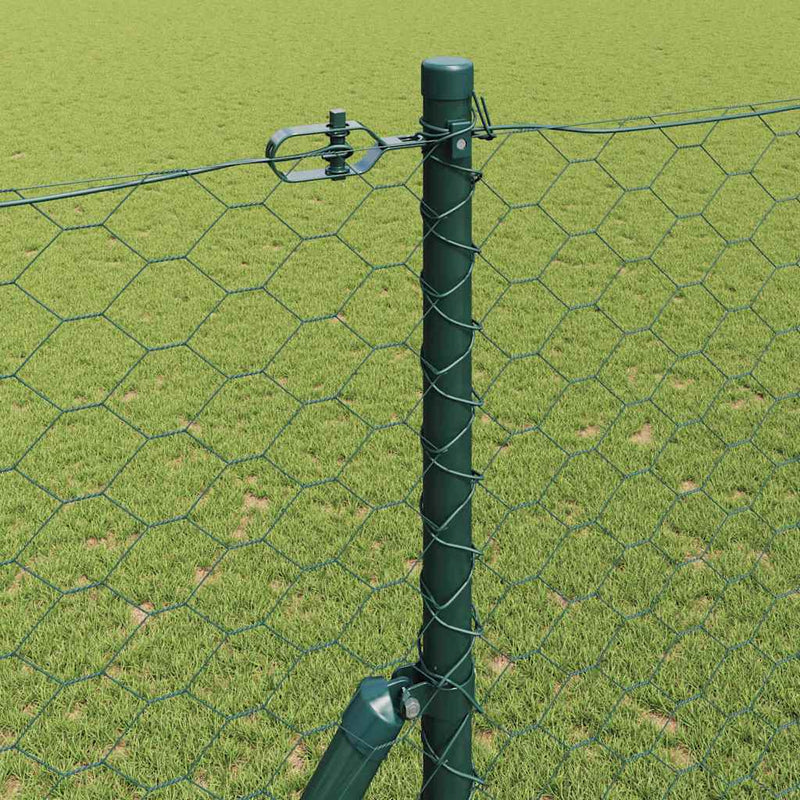 vidaXL Kerítés oszlopokkal Zöld 1.5 x 10 m PVC-bevonatos acél