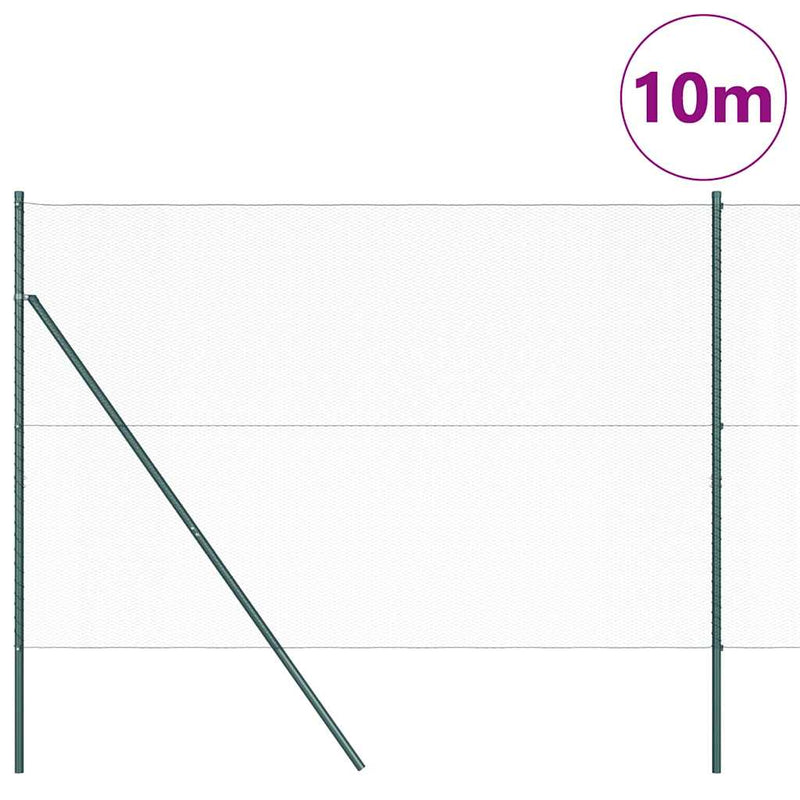 vidaXL Kerítés oszlopokkal Zöld 1.6 x 10 m PVC-bevonatos acél