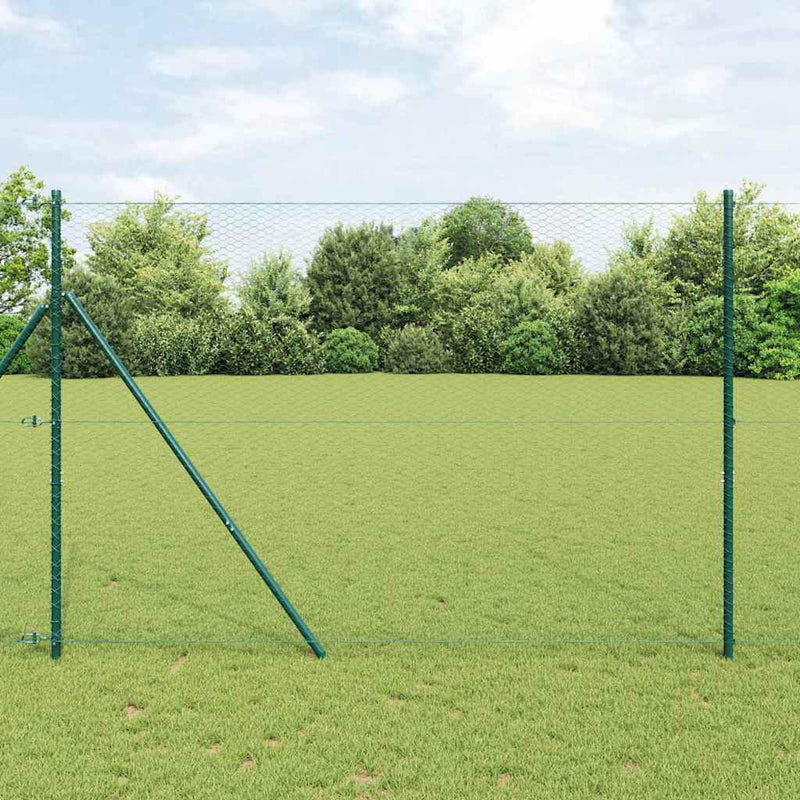 vidaXL Kerítés oszlopokkal Zöld 1.6 x 10 m PVC-bevonatos acél