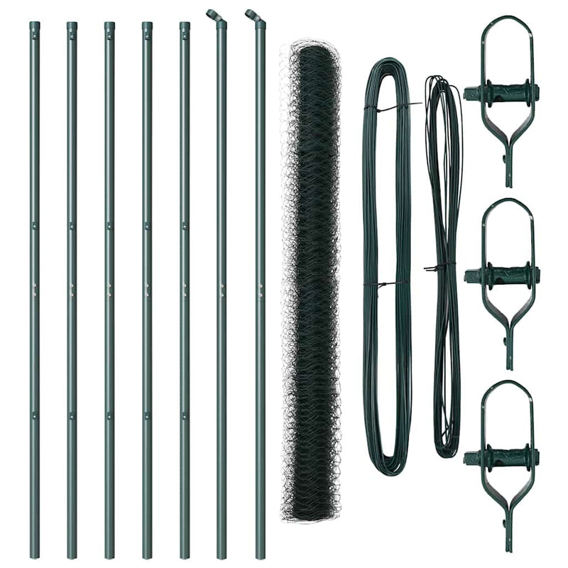 vidaXL Kerítés oszlopokkal Zöld 1.6 x 10 m PVC-bevonatos acél