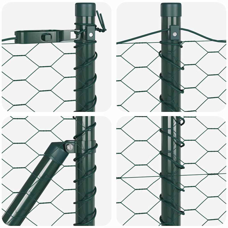 vidaXL Kerítés oszlopokkal Zöld 0,4 x 25 m PVC-bevonatos acél