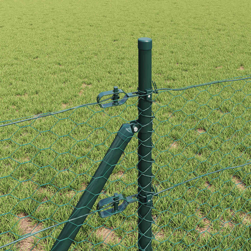 vidaXL Kerítés oszlopokkal Zöld 0,4 x 25 m PVC-bevonatos acél