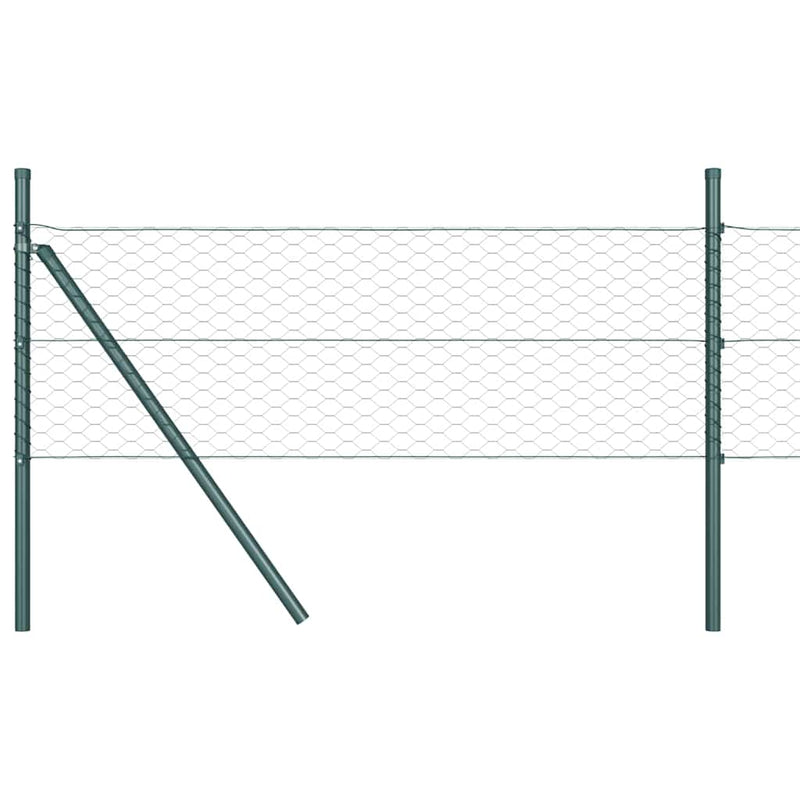 vidaXL Kerítés oszlopokkal Zöld 0,4 x 25 m PVC-bevonatos acél