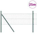 vidaXL Kerítés oszlopokkal Zöld 0,4 x 25 m PVC-bevonatos acél