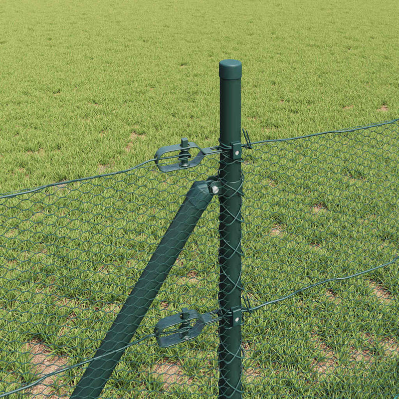 vidaXL Kerítés oszlopokkal Zöld 0,6 x 25 m PVC-bevonatos acél