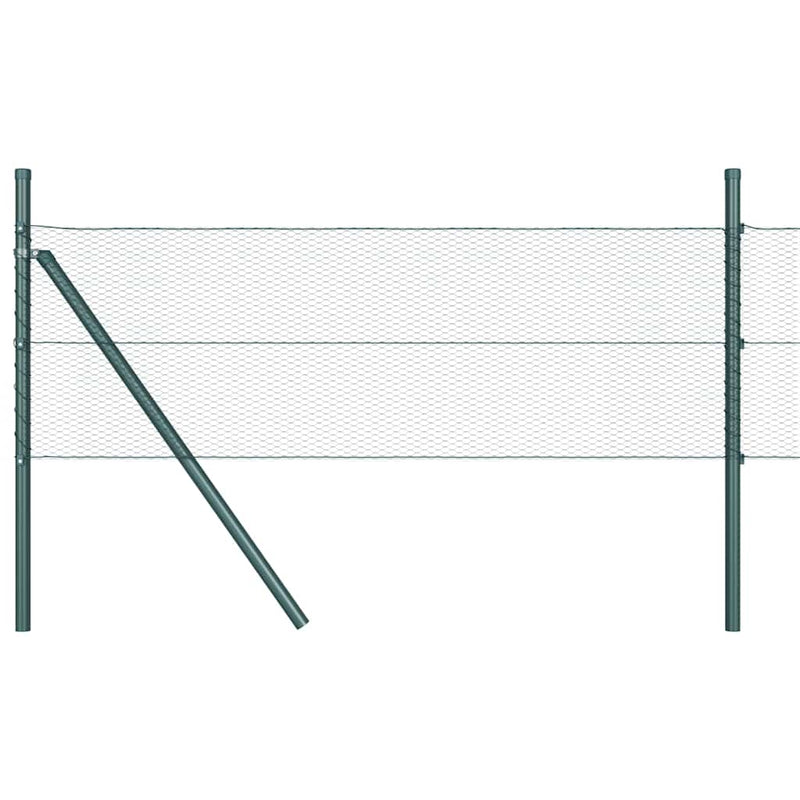 vidaXL Kerítés oszlopokkal Zöld 0,6 x 25 m PVC-bevonatos acél