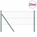 vidaXL Kerítés oszlopokkal Zöld 0,6 x 25 m PVC-bevonatos acél