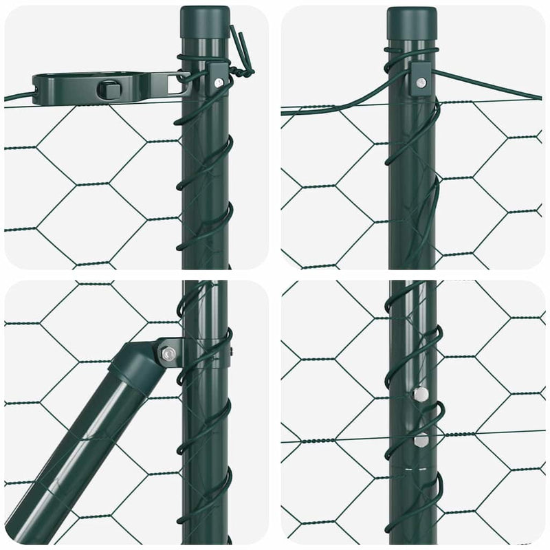 vidaXL Kerítés oszlopokkal Zöld 1.4 x 25 m PVC-bevonatos acél