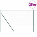 vidaXL Kerítés oszlopokkal Zöld 1.4 x 25 m PVC-bevonatos acél