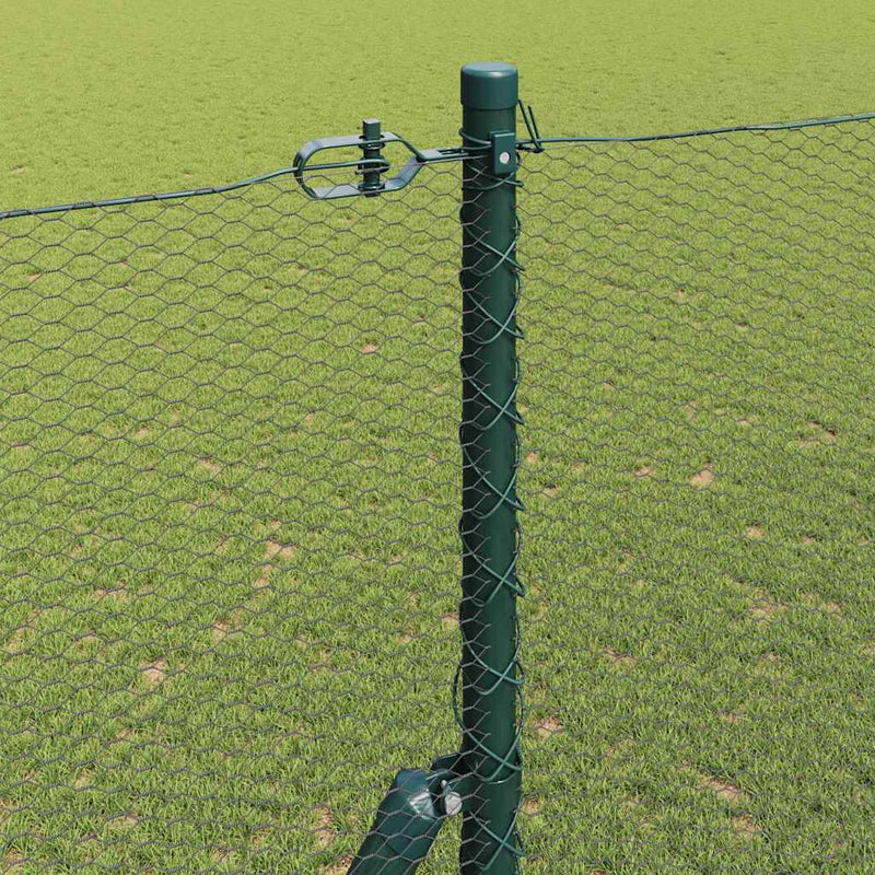 vidaXL Kerítés oszlopokkal Zöld 1.5 x 25 m PVC-bevonatos acél