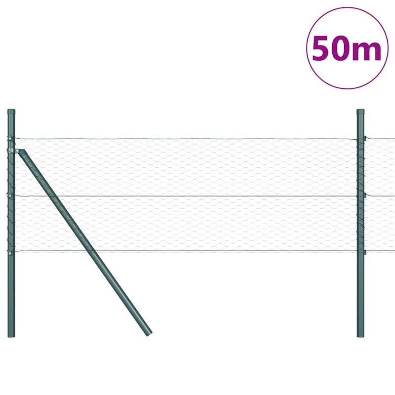 vidaXL Kerítés oszlopokkal Zöld 0.4 x 50 m PVC-bevonatos acél