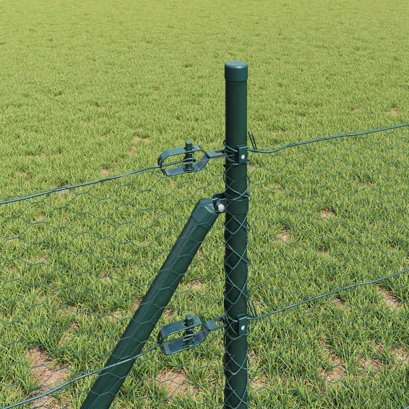 vidaXL Kerítés oszlopokkal Zöld 0.5 x 50 m PVC-bevonatos acél