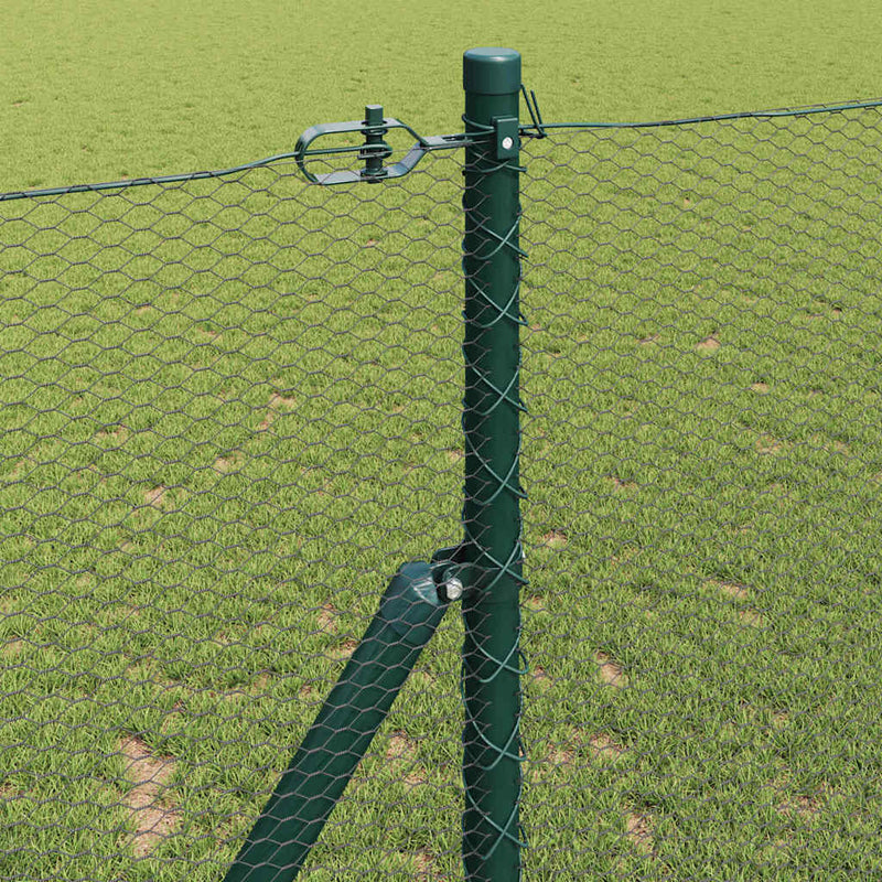 vidaXL Kerítés oszlopokkal Zöld 1 x 50 m PVC-bevonatos acél