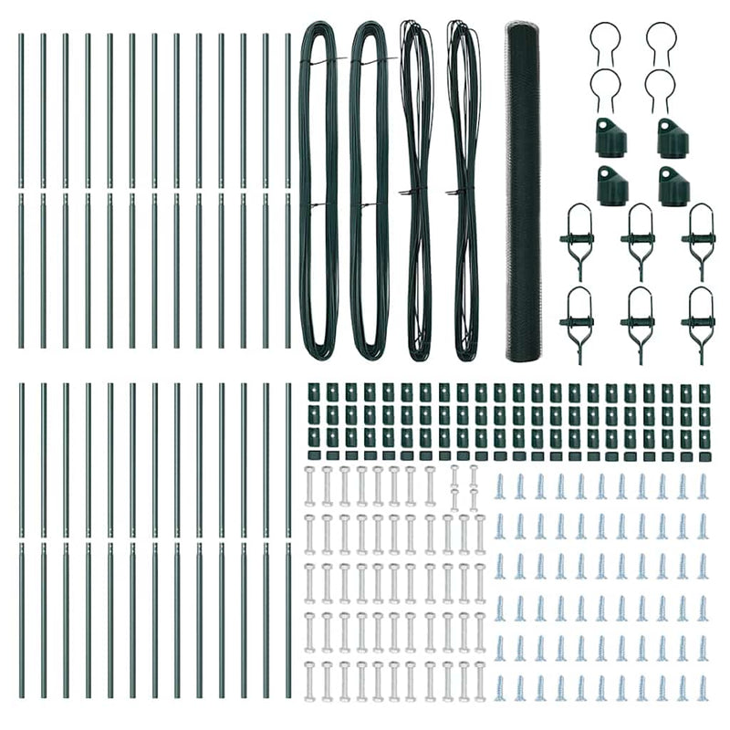 vidaXL Kerítés oszlopokkal Zöld 1.5 x 50 m PVC-bevonatos acél