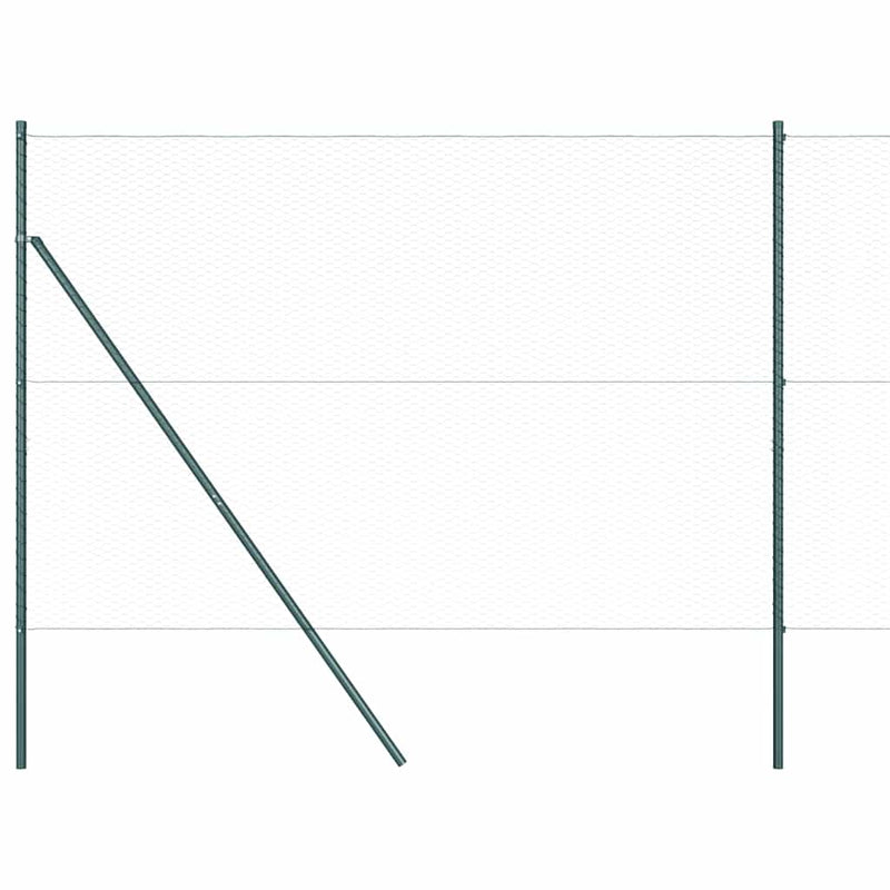 vidaXL Kerítés oszlopokkal Zöld 1.5 x 50 m PVC-bevonatos acél