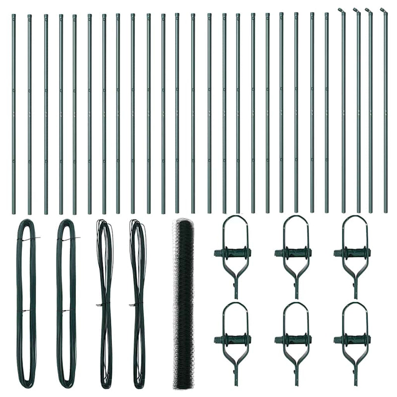 vidaXL Kerítés oszlopokkal Zöld 1.6 x 50 m PVC-bevonatos acél