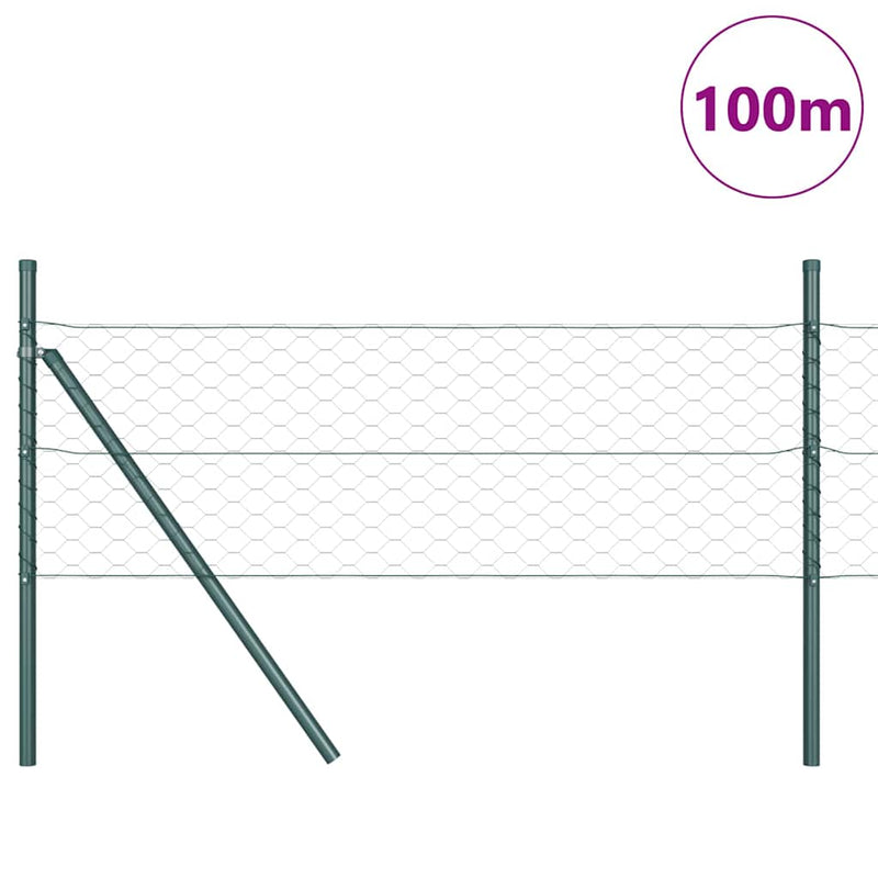 vidaXL Kerítés oszlopokkal Zöld 0.4 x 100 m PVC-bevonatos acél