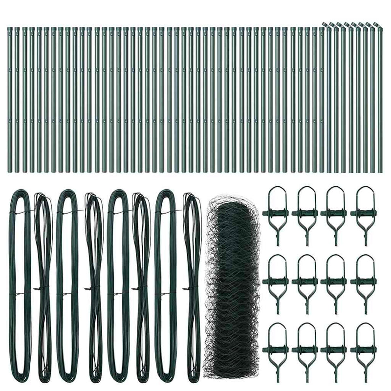 vidaXL Kerítés oszlopokkal Zöld 0.5 x 100 m PVC-bevonatos acél