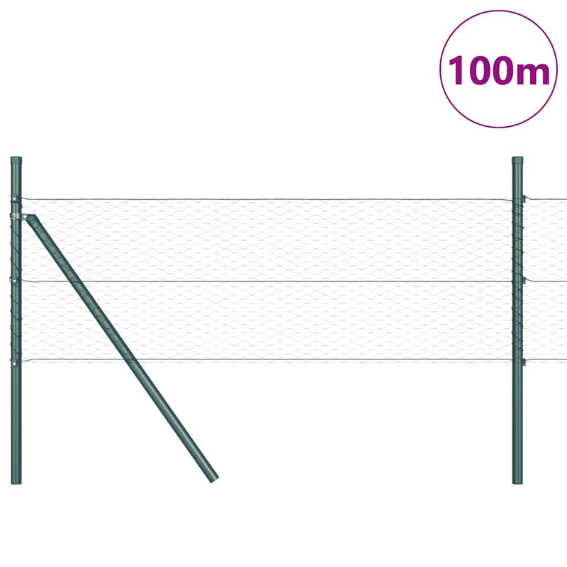 vidaXL Kerítés oszlopokkal Zöld 0.8 x 100 m PVC-bevonatos acél