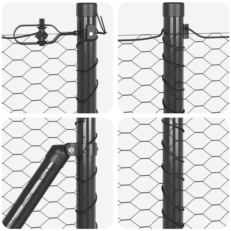 vidaXL Kerítés oszlopokkal Szürke 0,4 x 10 m PVC-bevonatos acél