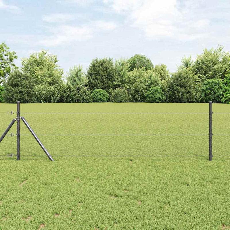 vidaXL Kerítés oszlopokkal Szürke 0,4 x 10 m PVC-bevonatos acél