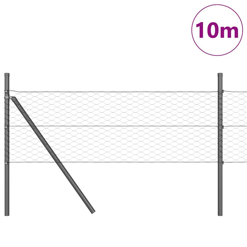 vidaXL Kerítés oszlopokkal Szürke 0,4 x 10 m PVC-bevonatos acél