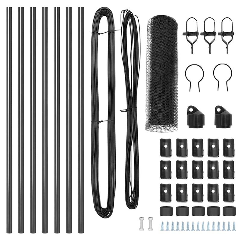 vidaXL Kerítés oszlopokkal Szürke 0.5 x 10 m PVC-bevonatos acél