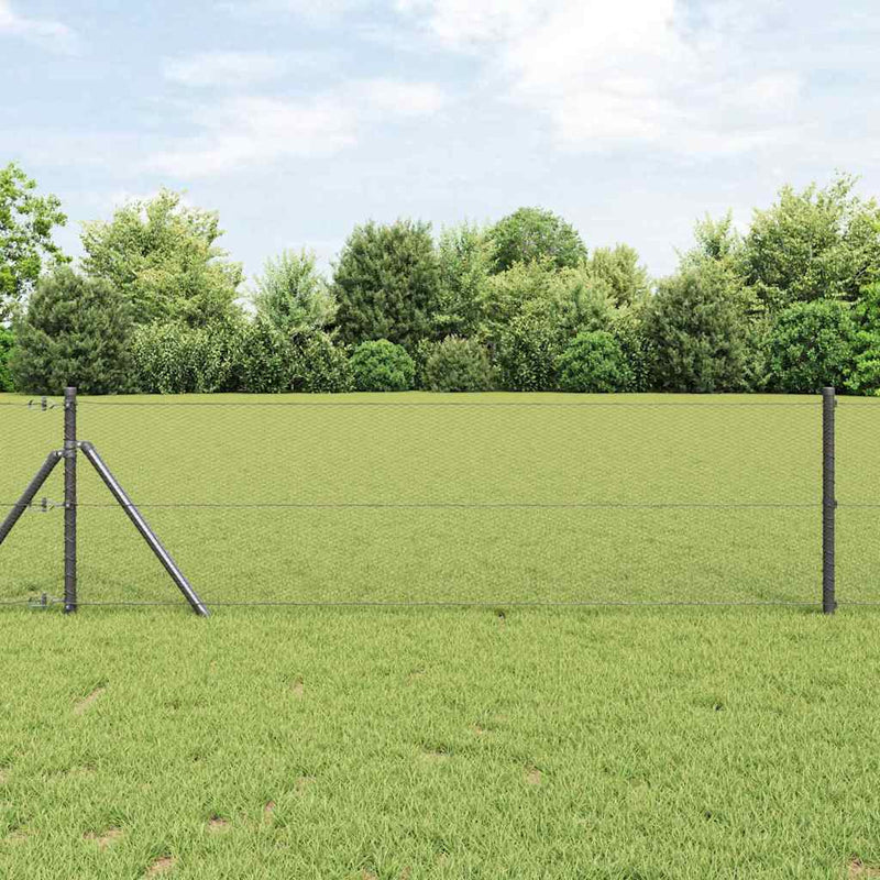 vidaXL Kerítés oszlopokkal Szürke 0,6 x 10 m PVC-bevonatos acél