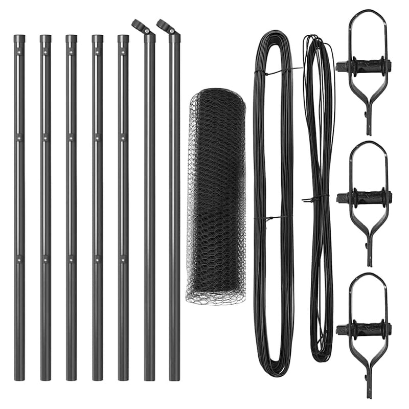 vidaXL Kerítés oszlopokkal Szürke 0,6 x 10 m PVC-bevonatos acél