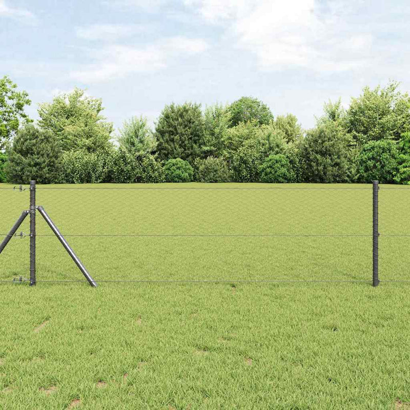 vidaXL Kerítés oszlopokkal Szürke 0,6 x 10 m PVC-bevonatos acél