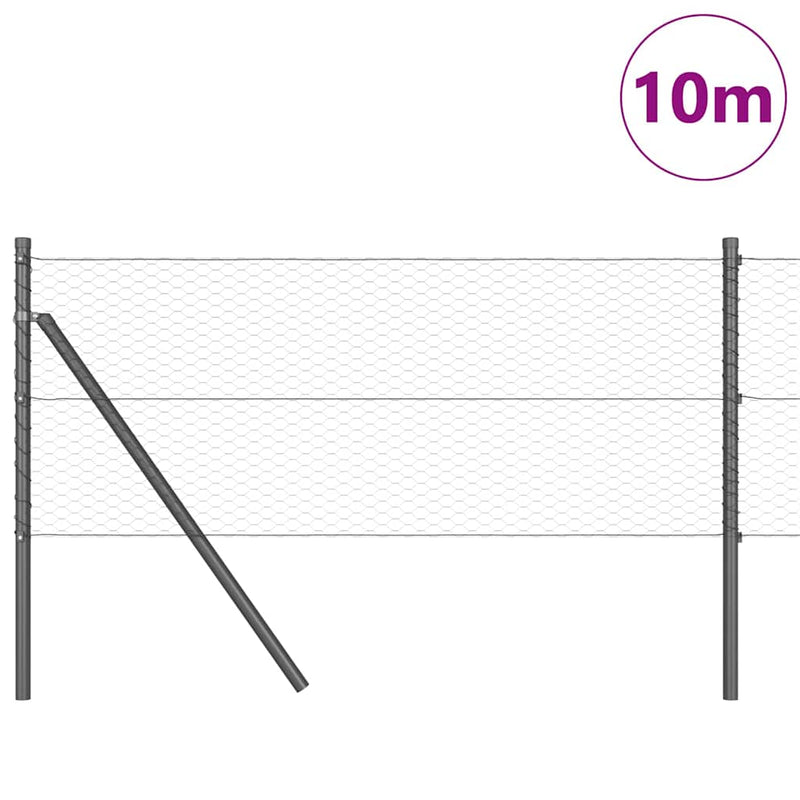 vidaXL Kerítés oszlopokkal Szürke 0,6 x 10 m PVC-bevonatos acél