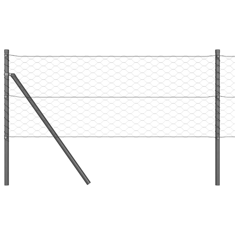 vidaXL Kerítés oszlopokkal Szürke 0,6 x 10 m PVC-bevonatos acél
