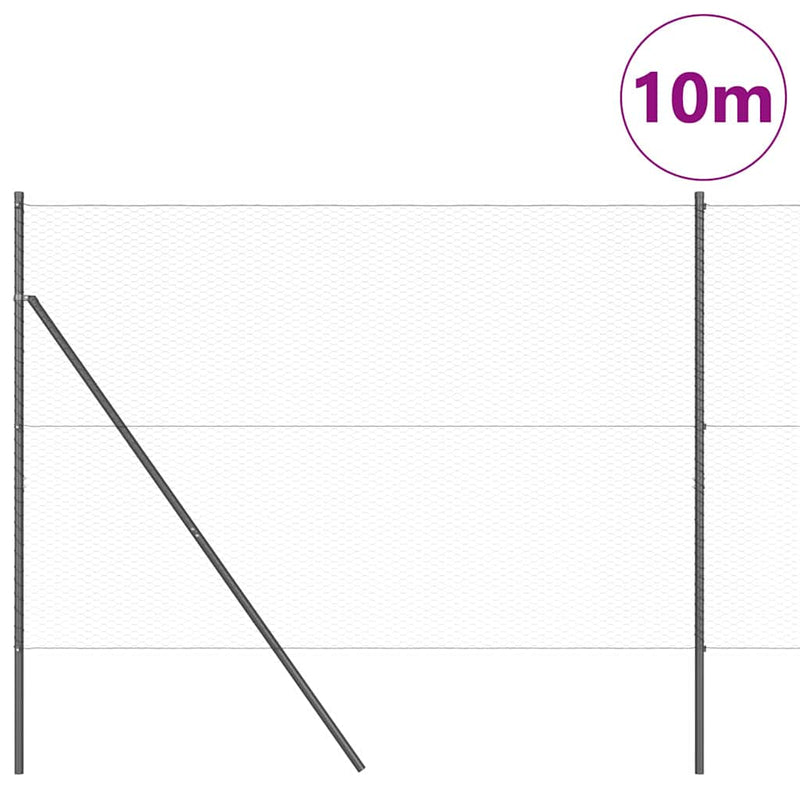 vidaXL Kerítés oszlopokkal Szürke 1.5 x 10 m PVC-bevonatos acél