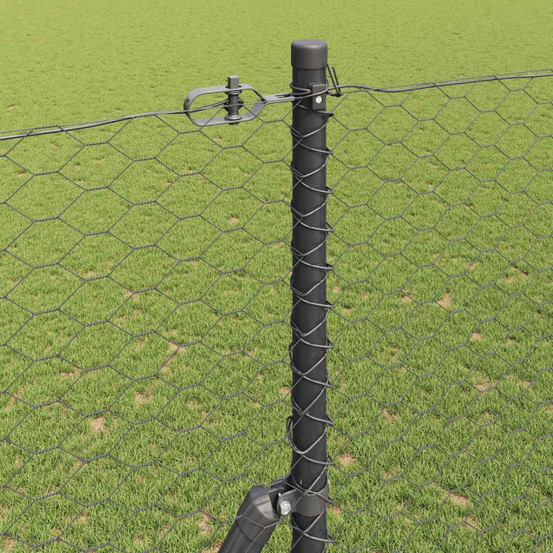 vidaXL Kerítés oszlopokkal Szürke 1.5 x 10 m PVC-bevonatos acél