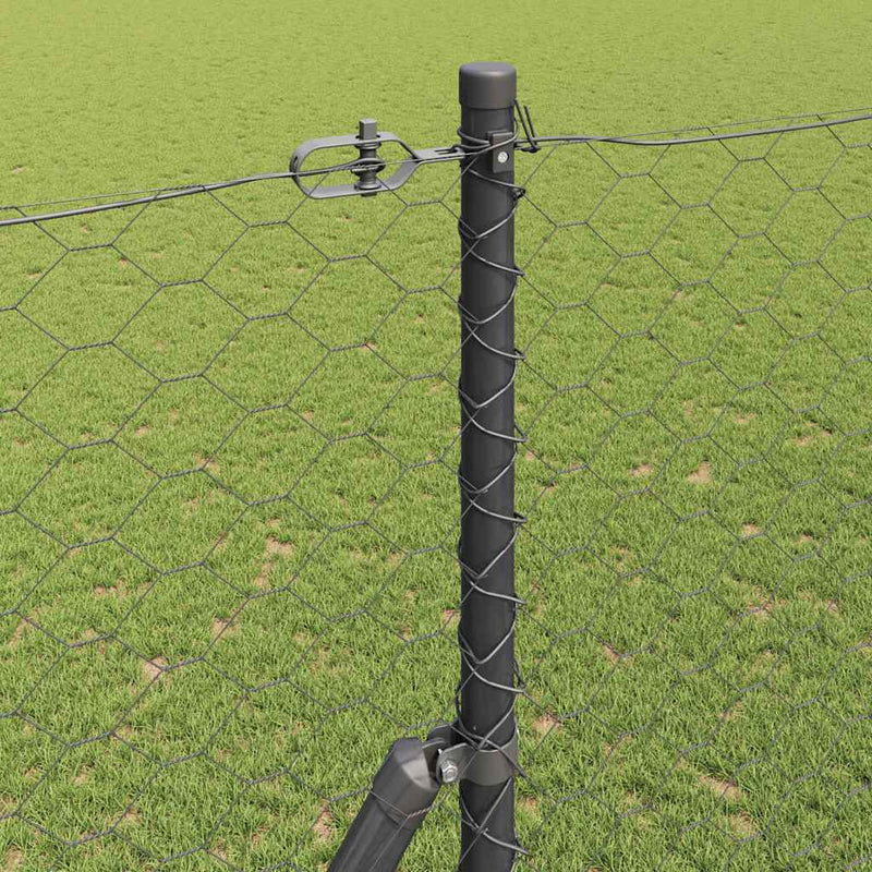 vidaXL Kerítés oszlopokkal Szürke 1.5 x 10 m PVC-bevonatos acél