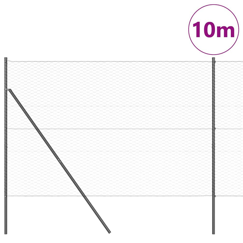 vidaXL Kerítés oszlopokkal Szürke 1.6 x 10 m PVC-bevonatos acél