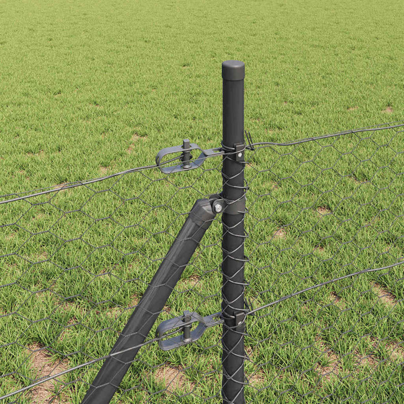 vidaXL Kerítés oszlopokkal Szürke 0.5 x 25 m PVC-bevonatos acél
