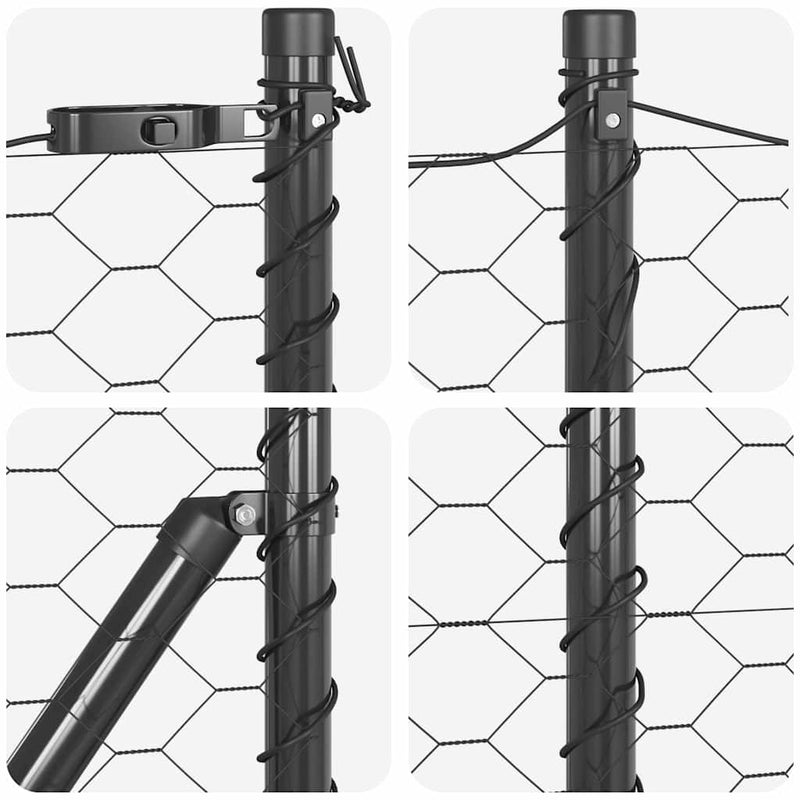 vidaXL Kerítés oszlopokkal Szürke 0.5 x 25 m PVC-bevonatos acél