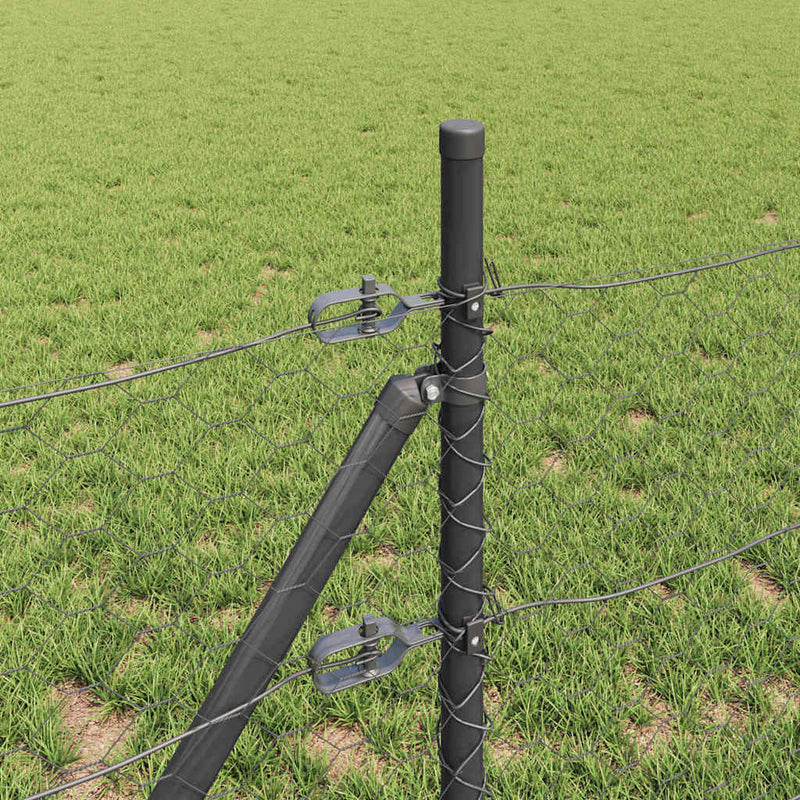 vidaXL Kerítés oszlopokkal Szürke 0.5 x 25 m PVC-bevonatos acél